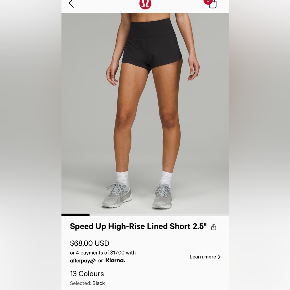 Lululemon Speed Up High Rise Lined shorts 2.5” Black
